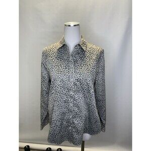 Chico's Womens  1 US M Non Iron Coolmax All Season Cheetah Print Blouse Workwear